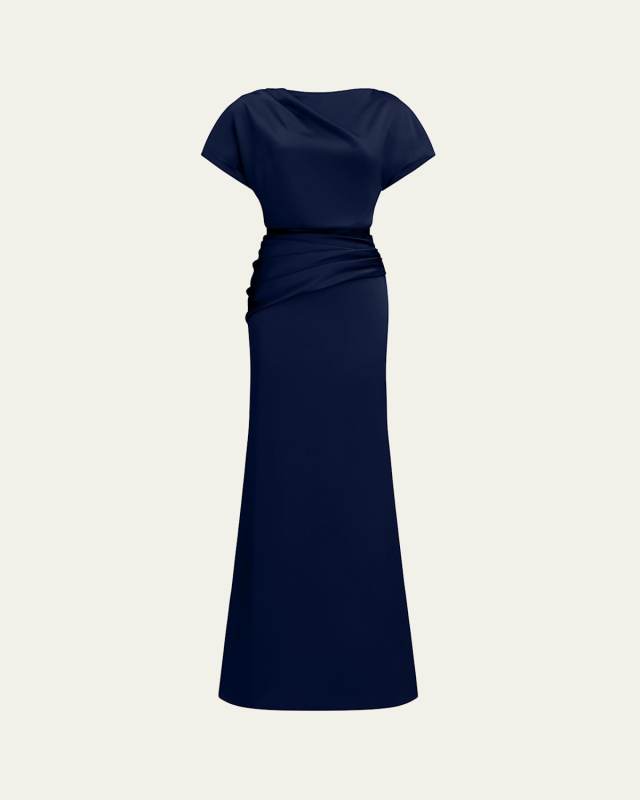 Draped Satin Trumpet Gown